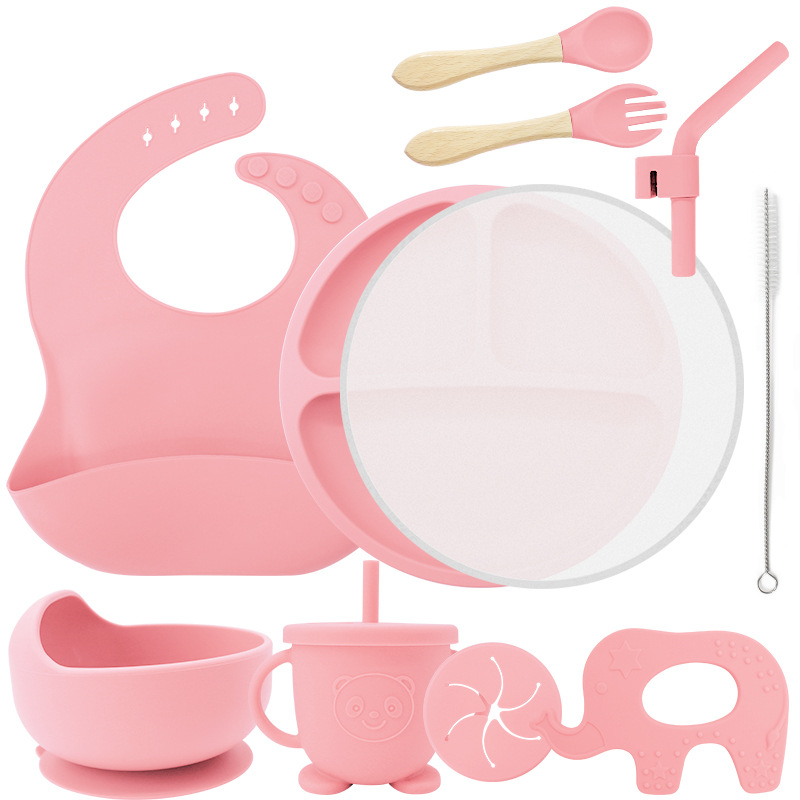 Vajilla de silicona vajilla de bebé cuchara de silicona tazón babero traje materno e infantil necesidades diarias niños suplemento alimenticio vajilla