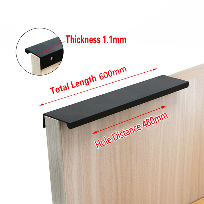 Puerta de armario invisible sin perforaciones mango oculto cajón minimalista moderno mango alargado negro oro plata