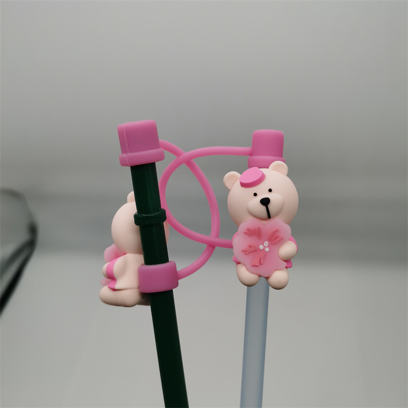 Fábrica al por mayor de dibujos animados creativos tapón de paja de silicona taza de agua paja a prueba de polvo accesorios de tapa de paja de silicona