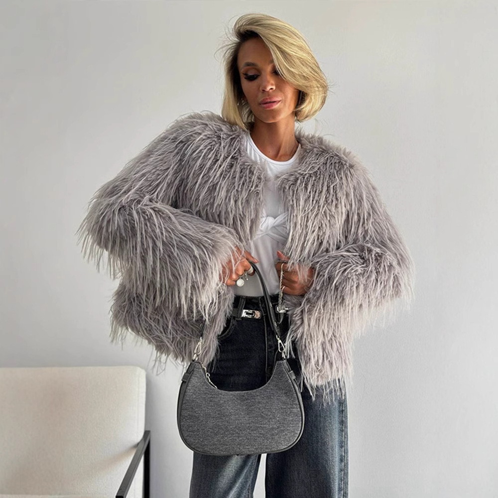 Cross-Border Amazon Foreign Trade Imitation Fur Women's Warm Jacket Short High-End Loose Fashion Popular Jacket Wholesale