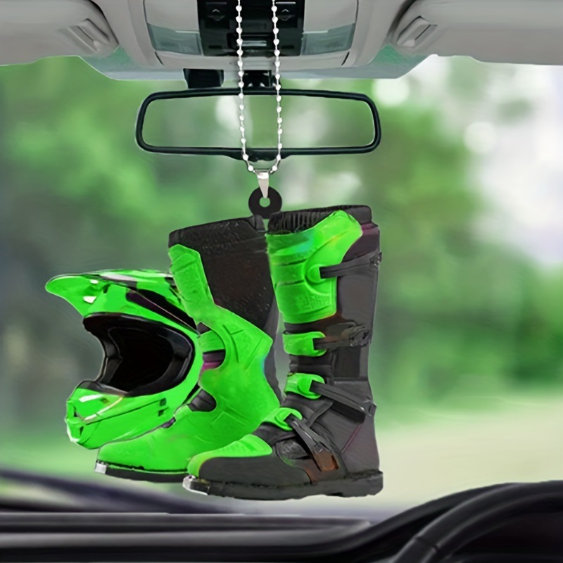 24 años de nuevo casco creativo botas de rally acrílico colgante plano espejo retrovisor de automóvil colgante de Navidad