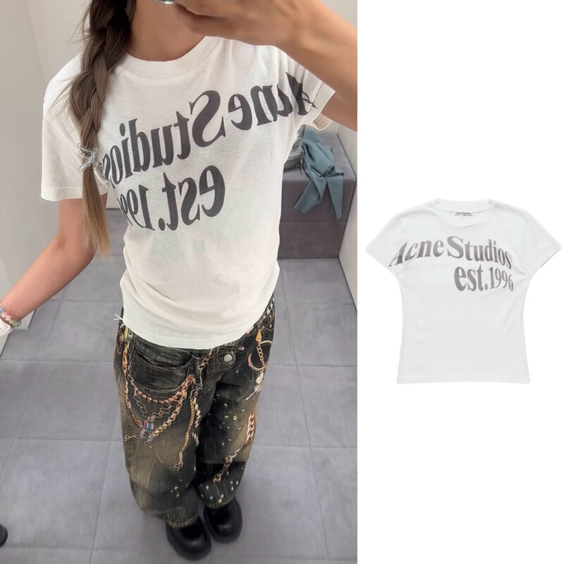 26Ss/Early Spring Ac Correct Edition Letter Logo Print Short Slim Fit Short Sleeve T-Shirt