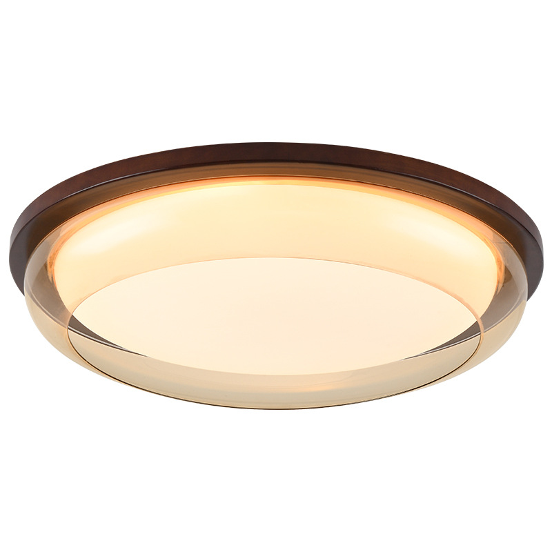 Lámpara de techo de estilo medieval para dormitorio, fuente de luz de espectro completo que protege la vista, lámpara sencilla, luz circular de doble capa para comedor, iluminación Zhongshan 357L.