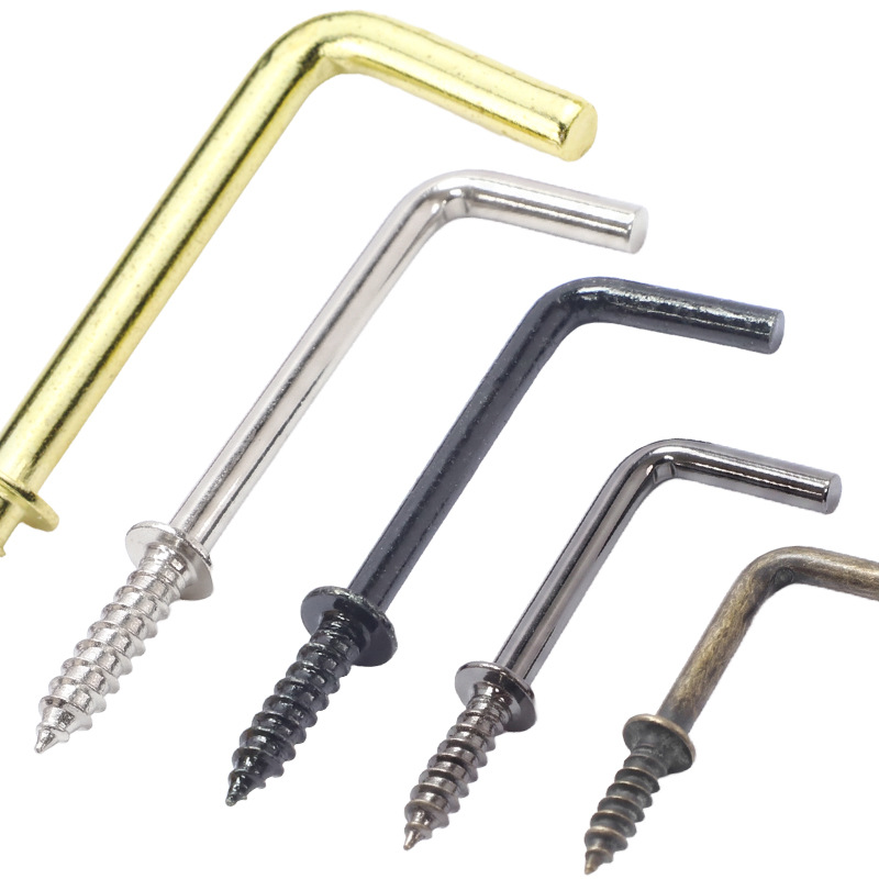 Copper plated L-shaped rectangular hook, seven character hook, self tapping screw hook, 1/2 inch 5/8