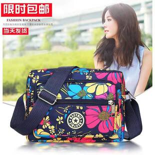 Women's new bag, Oxford cloth shoulder crossbody bag, middle-aged and elderly mother's bag, floral canvas bag, street stall women's bag wholesale