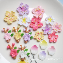 亮面桃花樱花花枝花瓣 DIY儿童发夹发饰橡皮筋手工材料冰箱贴配件