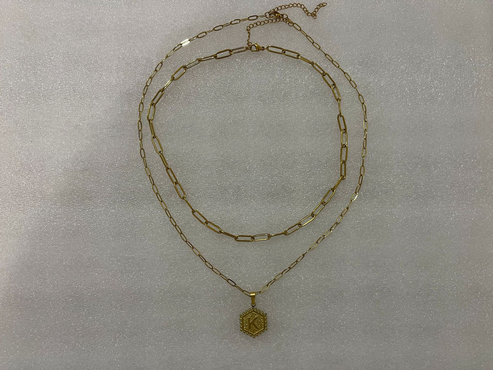 Retro Letter Stainless Steel Layered Necklace