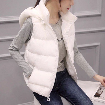 2023 Otoño e Invierno oferta especial Chaleco de algodón Mujer estudiante corto estilo coreano desmontable con capucha Chaleco de algodón más tamaño abrigo image 7