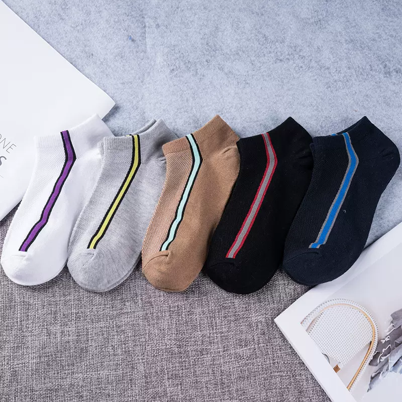 袜子男春夏秋季薄款网眼袜船袜纯色短筒男式浅口不掉跟低帮短袜男