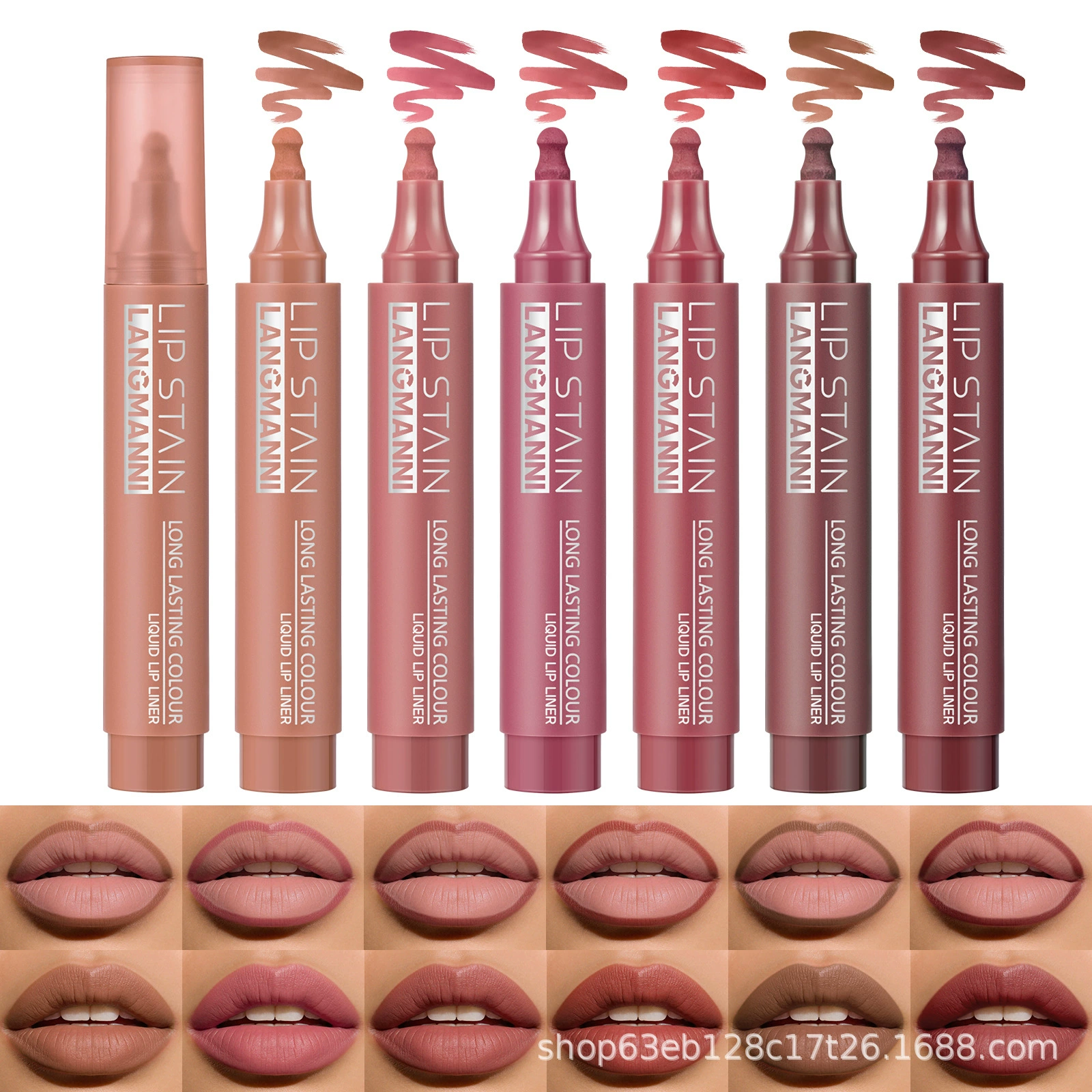 Контур для губ Liquid Lip Liner (LANGMANNI), стойкий, 3 мл, набор из 6 оттенков, тонкий аппликатор