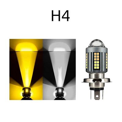 Car and Motorcycle Headlights H4H6 Ba20D Dual-Color High-Power High-Brightness Headlight Lens Spotlight (Motorcycle headlights, headlights) - white-h4