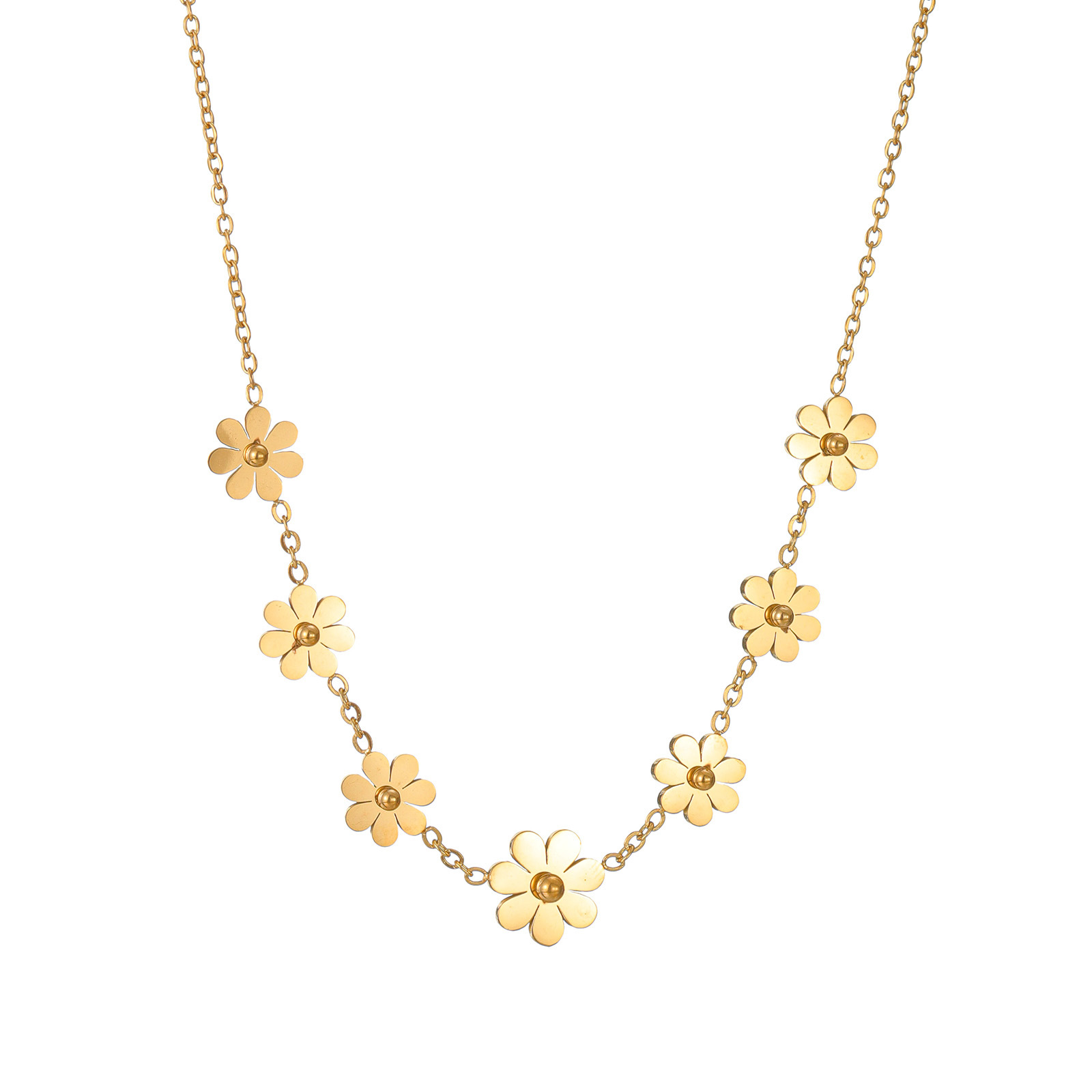 19g Weight Titanium Steel Pendant Material Necklace Classification Titanium Steel Chain Material cable chain Chain Type 1 Piece Quantity Daily Occasion Titanium Steel Material Flower Pattern Women's Gender Sweet Style Wholesale Jewelry Sweet Flower Titanium Steel Necklace 6