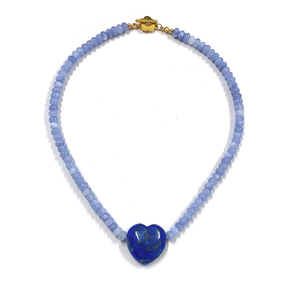 10g Weight Simple Style Heart Shape Natural Stone Titanium Steel Pendant Necklace In Bulk