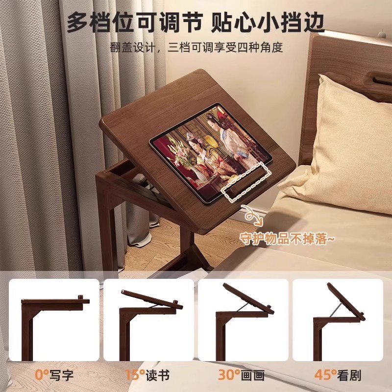 Mesa de té personalizada, mesa de computadora, escritorio simple, estante de almacenamiento de dormitorio, mesa de almacenamiento multifuncional, meseta de cabezal de cama móvil