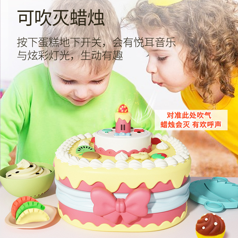 Niños caseros juguetes de barro colorido pastel de doble capa de tres capas máquina de hamburguesas molde de placa de goma conjunto de arcilla ultraligera