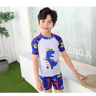 Children's Swimwear Boys Small Middle School Students Short Sleeve Split Sun Protection Cute Hot Spring New Swimming Special Offer