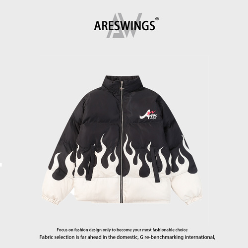 ARESWINGS美式冬季重磅激光烧花棉服男女加厚棉衣宽松情侣外套