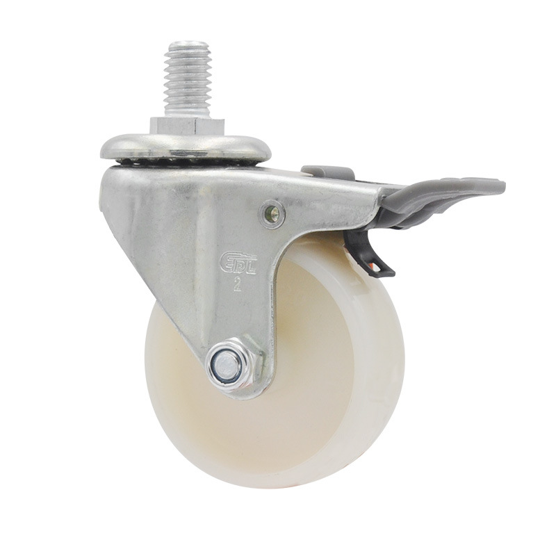 Rueda Giratoria de Nailon de Alta Resistencia 26-23 de 1.5 y 2 Pulgadas con Freno para Equipos Industriales