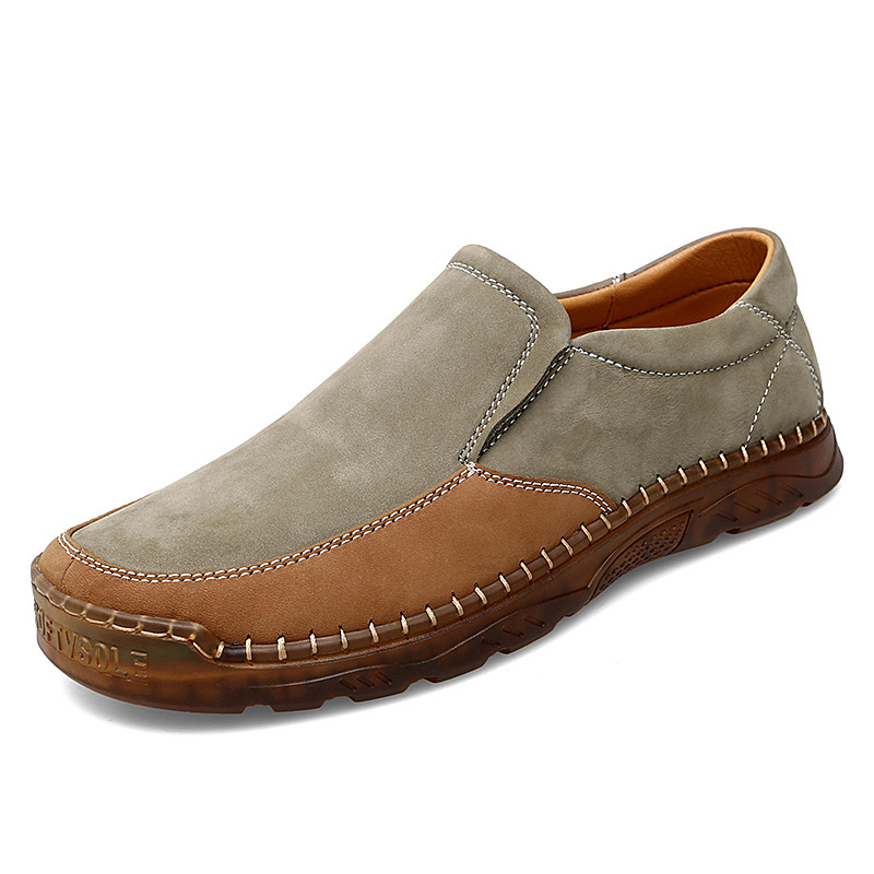 Men's Loafers In Genuine Leather, Breathable, Slip-On Casual Shoes For Summer, Trendy Goodyear Handmade Men's Shoes_vogvips.com