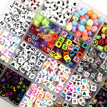 6mm亚克力散珠彩色英文滴油字母珠子DIY饰品配件儿童早教串珠