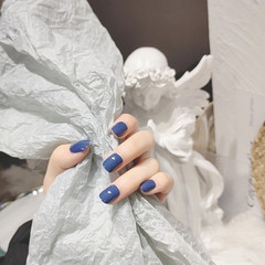 D43 Milo Short Sleeve Solid Color Misty Blue Whitening Daily Student Girl Wear Nail Factory Direct Sale One-Time Shipping