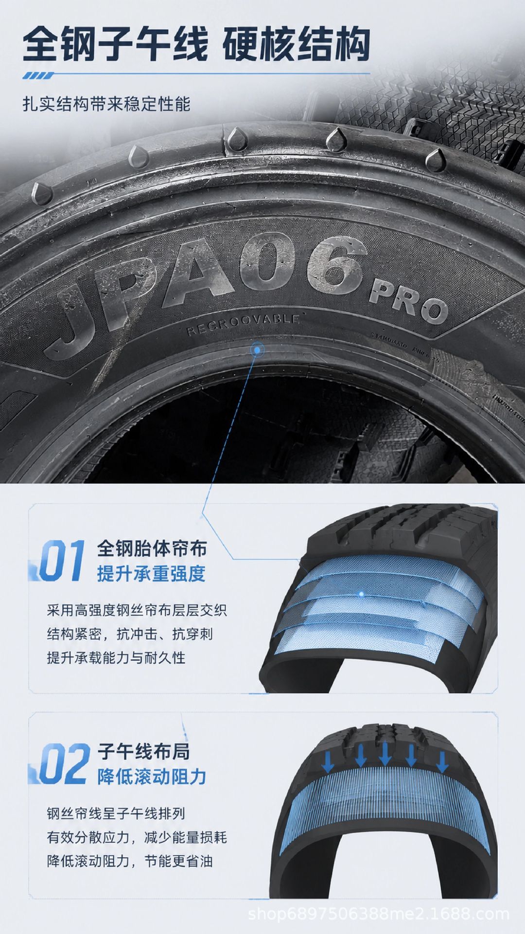 Jiebao vacuum tire all-steel cargo truck 12R22.5 11R22.5 trailer tire, wear-resistant, durable, quality guaranteed