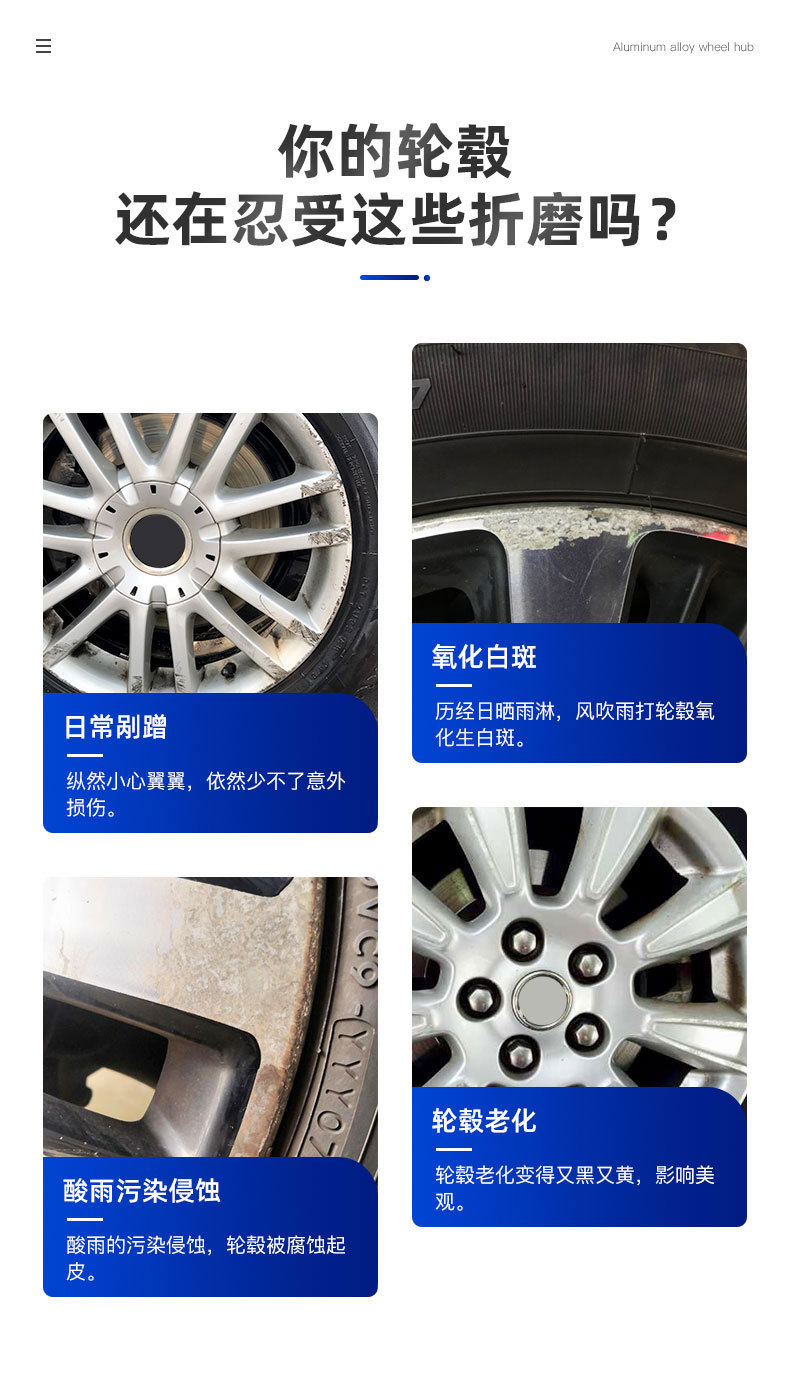 Automobile wheel hub painting wheel hub renovation repair self-painting aluminum alloy steel ring silver polishing color change paint