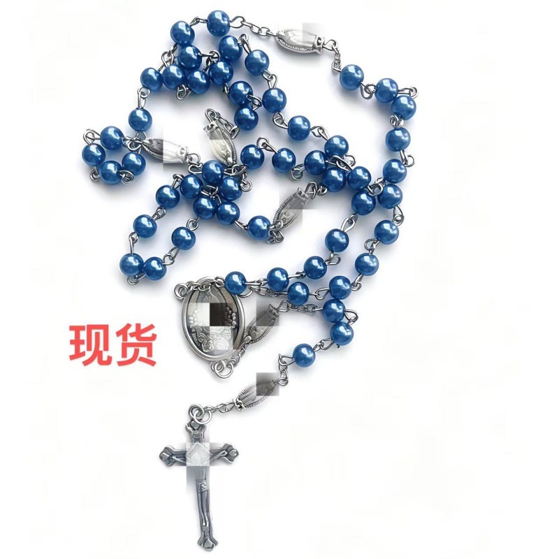 Children's glass small long rosary pearl