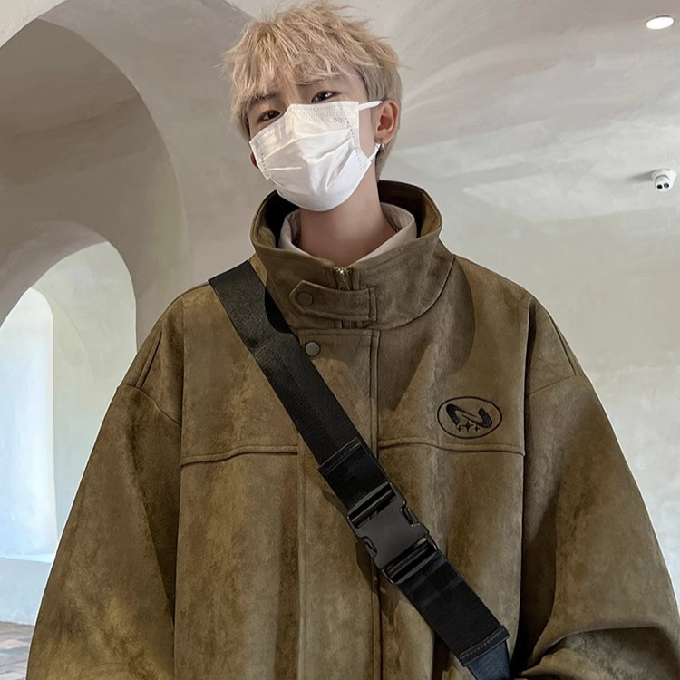 2024 nueva chaqueta de gamuza americana de moda para hombre, otoño e invierno, más chaqueta de alta gama de algodón de la marca de moda