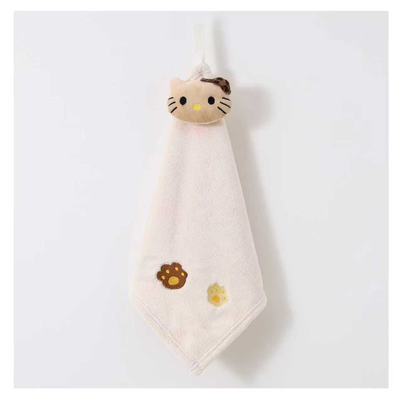 Nuevo gato coral toallas lindas muñecas japonesas pequeñas toallas cuadradas de dibujos animados cocina colgante toallas