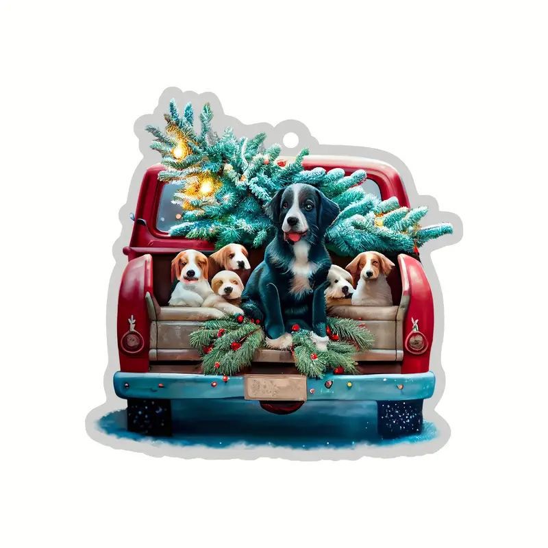 Nuevo automóvil de Navidad transfronterizo perro decoración de árbol de Navidad colgante acrílico plano decoración de regalos de Navidad