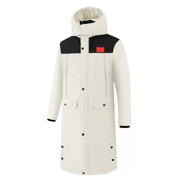 Sports coat for men and women, long over-the-knee jacket, cold-proof cotton coat, children's sports coat for taekwondo winter training, with printed logo
