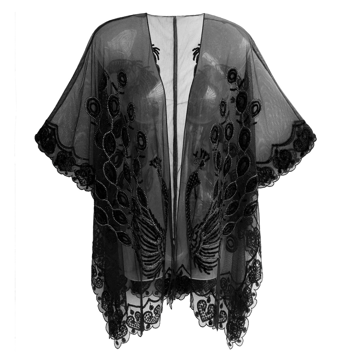 Transfronterizo 1920 europeo y americano lentejuelas vestido de noche fiesta cena vestido chal Gatsby lentejuelas chal prendas de vestir exteriores