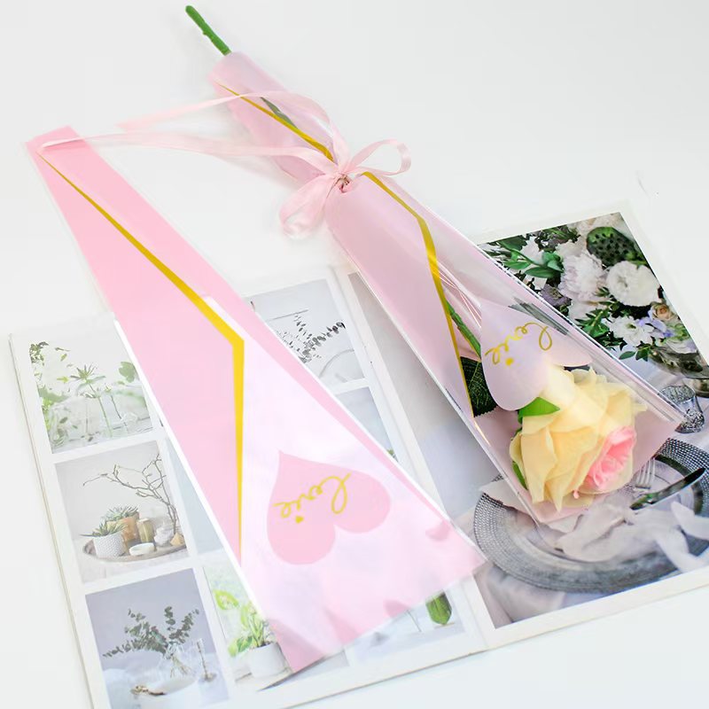 Día del maestro corona sola bolsa Rosa bolsa de embalaje ramo triángulo bolsa tienda de flores flor floral material de embalaje al por mayor