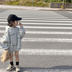 Spring 2024 New Korean Style Children's Clothing, Girls' Fashion Hooded Sweatshirt with Letters, Children's Hong Kong Style Top