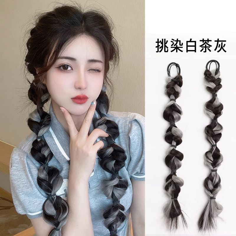 Pugging burbuja trenza peluca trenza de boxeo trenza de moda linterna doble falsa cola de caballo red chica caliente trenza de torsión tejida a mano