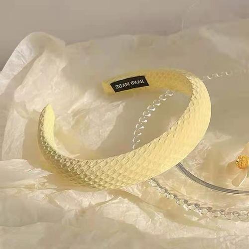 Candy-colored waffle headband increases the top of the head and shows spring and summer new style sponge headband solid color wide-brimmed hairpin for washing face