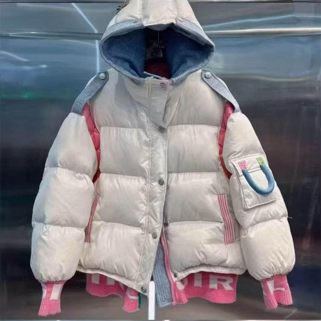Trendy Brand down Jacket Women's 2025 Winter New Classy Design Foreign Style Color Matching Loose Hooded Warm Jacket