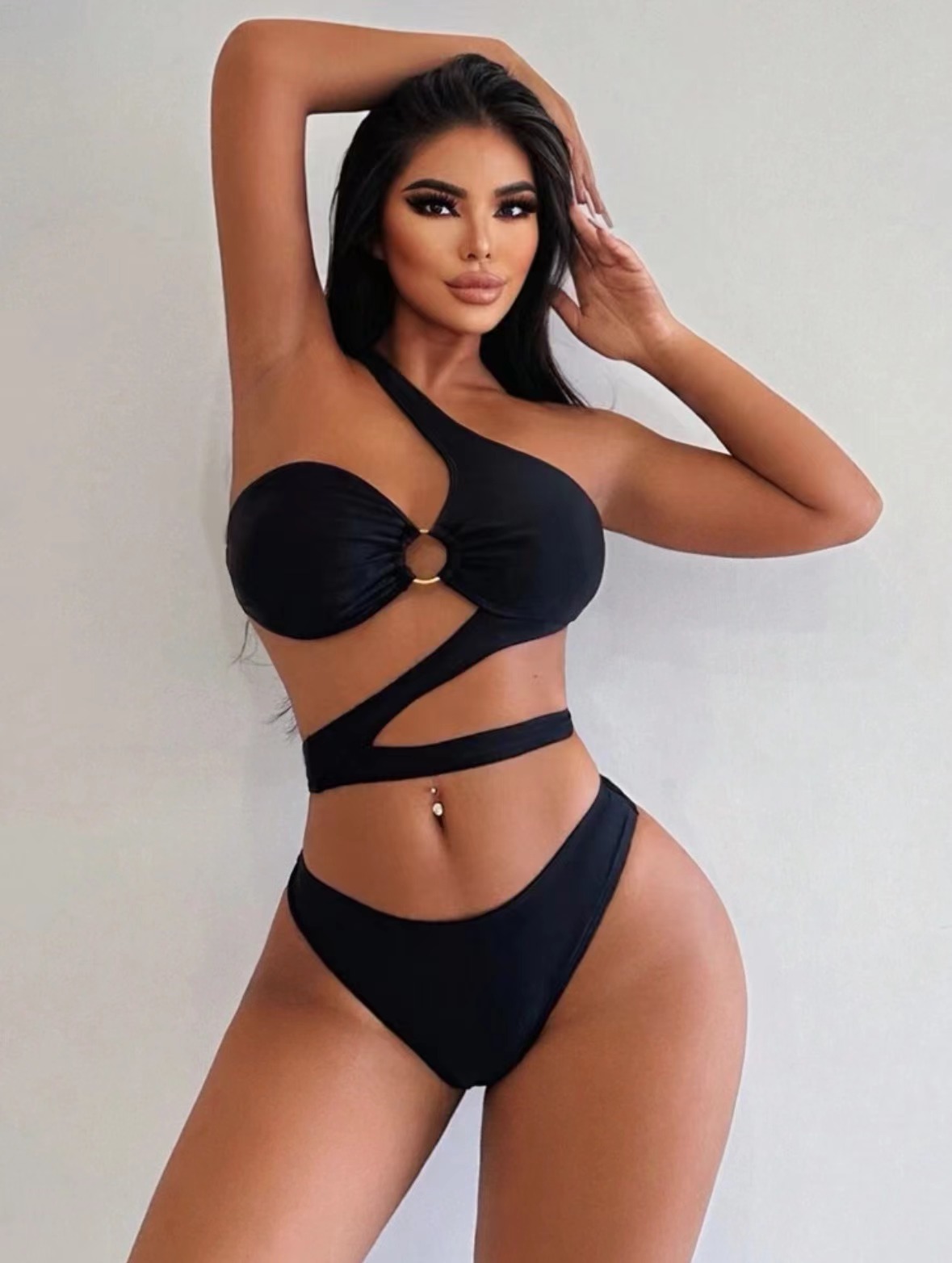 Sexy Cutout One-piece Swimsuit For Women Solid Colour Monokini_voghion.com