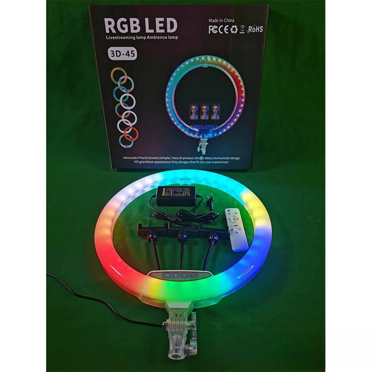 水晶款6*10*12*13*14*18*22寸双面发光灯RGB环形灯直播美颜补光灯|undefined
