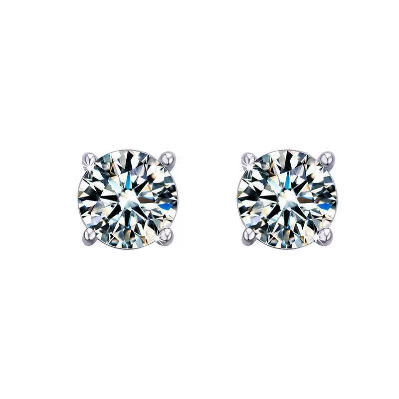 Earrings with zircon, silver 925 sample