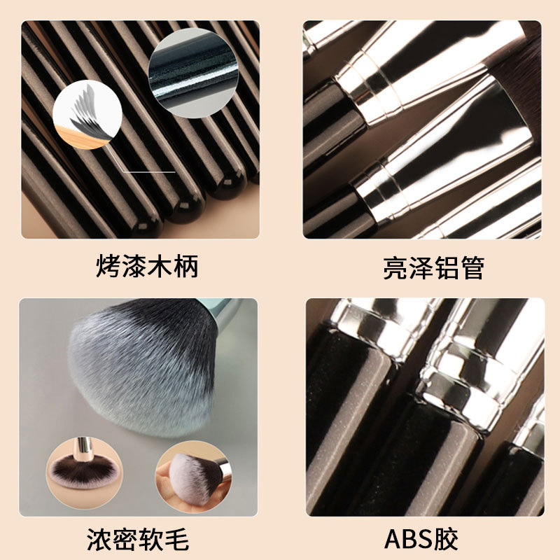 40 sets de cepillo de maquillaje negro y plateado cepillo de sombra de ojos de alta calidad cepillo de concelador cepillo de base cepillo de herramientas de maquillaje conjunto completo