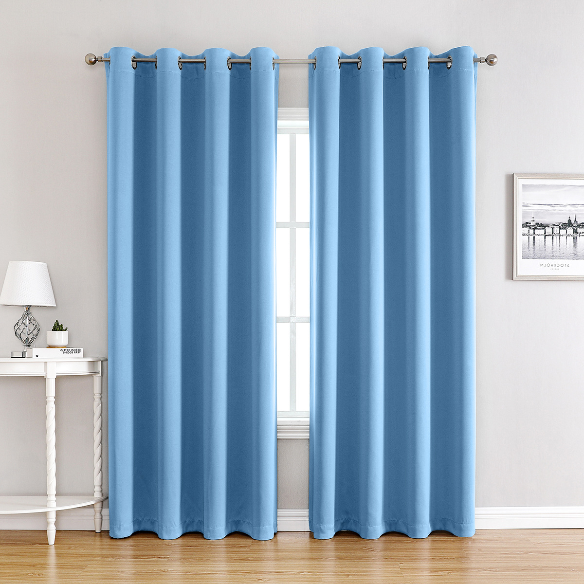 Cortinas opacas de alta precisión de color puro Amazon, 210gsm, cortinas terminadas transfronterizas, venta al por mayor en stock.