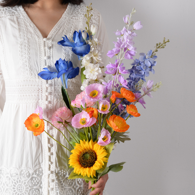 Flores de mano rosa imitación flores imortales ramo de flores regalo de cumpleaños para chicas novia temporada de graduación diseño de fondo