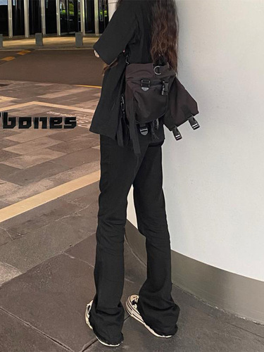 Black Knee-Hole Denim Jeans for Men - Summer Thin Cleanfit Pants with Frayed American Bent-Knife Tapered Pants