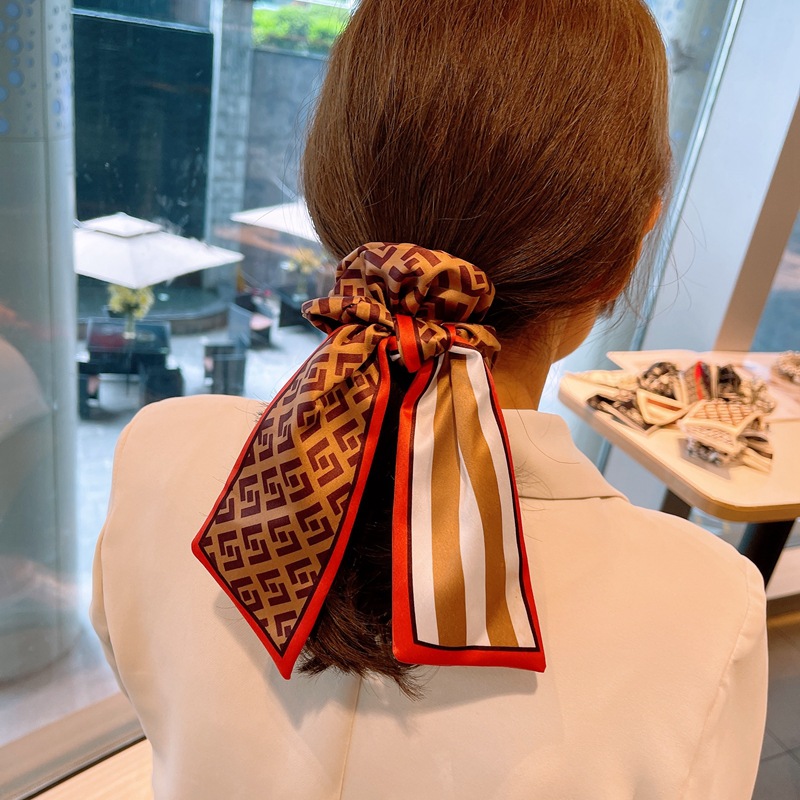 Fashion New Letter Printing Double-sided Striped Bow Ribbon Hair Scrunchies display picture 10