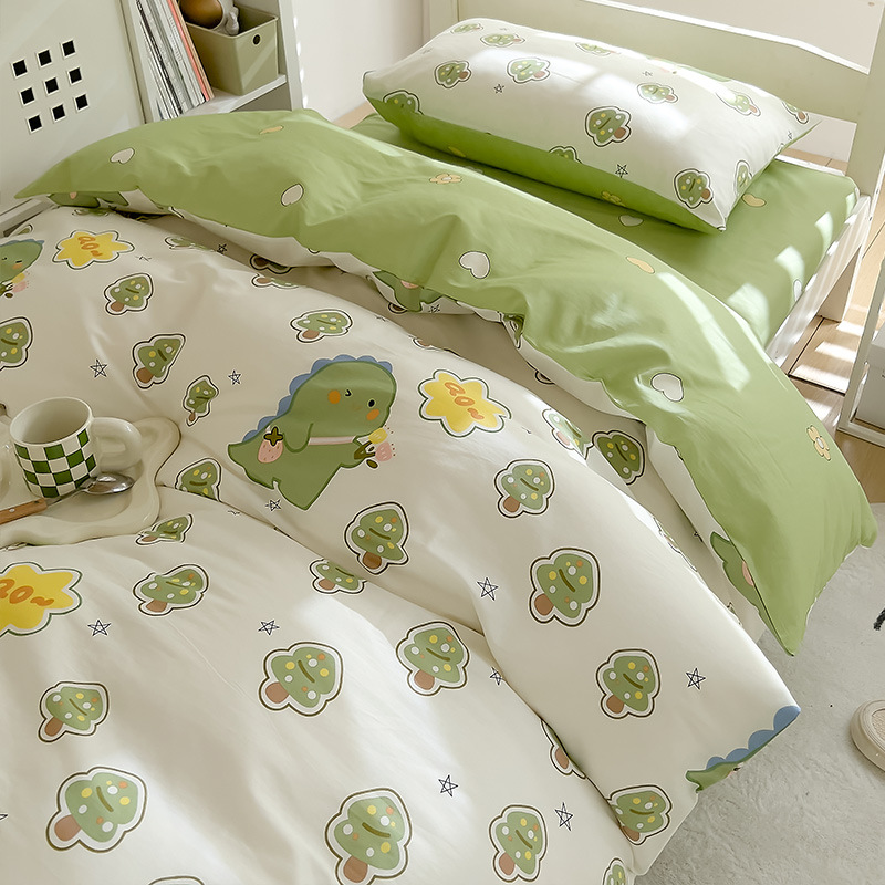 Ropa de cama de dormitorio de estudiantes universitarios de tres piezas de algodón, sábana de algodón, funda de edredón, sábana, cama, traje de cuatro piezas, verano