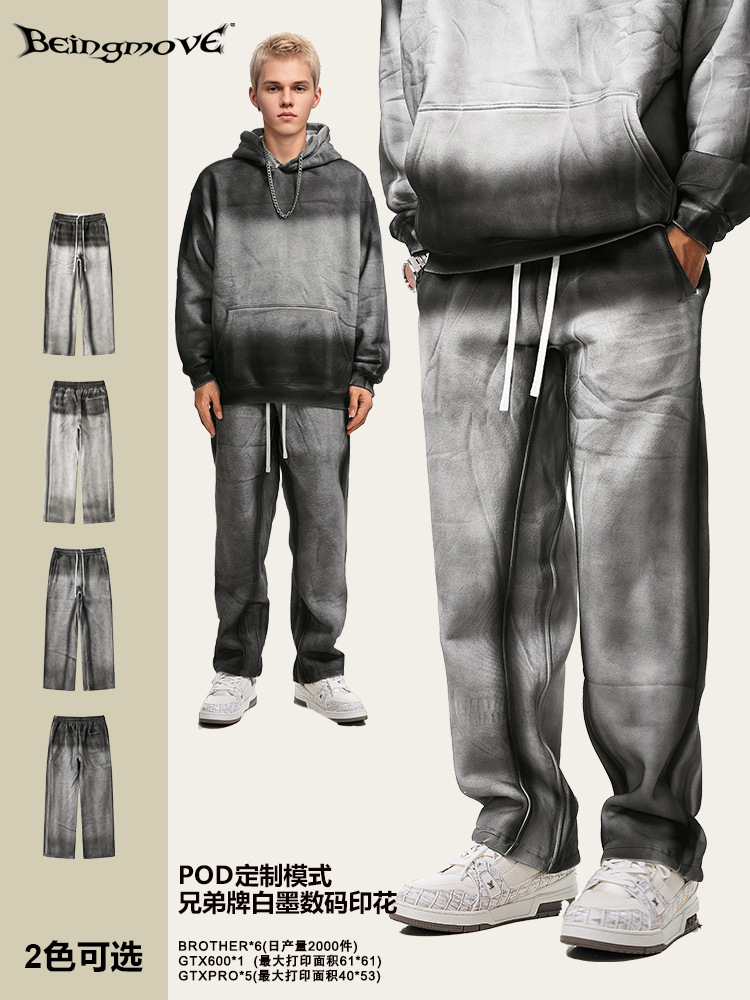 2025 otoño americano retro estilo callejero pantalones de inyección de tinta estilo de diseño de estilo Harajuku pantalones largos casuales sueltos para hombres