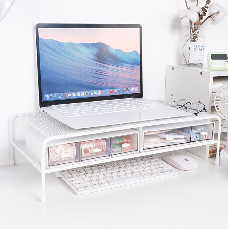 ♡ Simple Computer Monitor Elevated Office Desk Storage Ins Dormitory Installation-Free Iron Storage