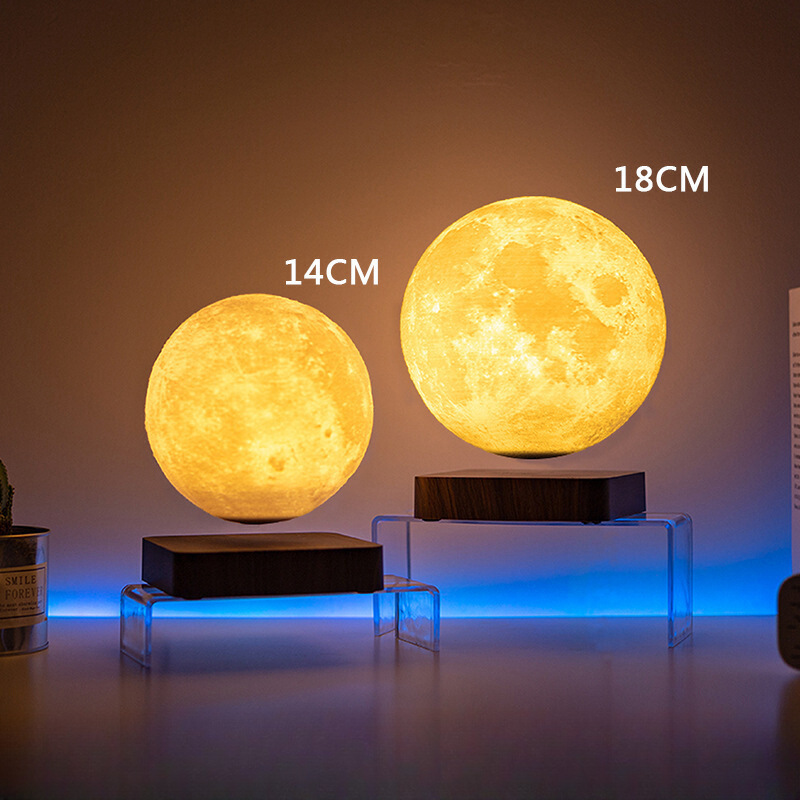 Lámpara lunar de levitación magnética con iones negativos atomizados, purificación de aire, lámpara de inducción inalámbrica, purificador de mesa de noche